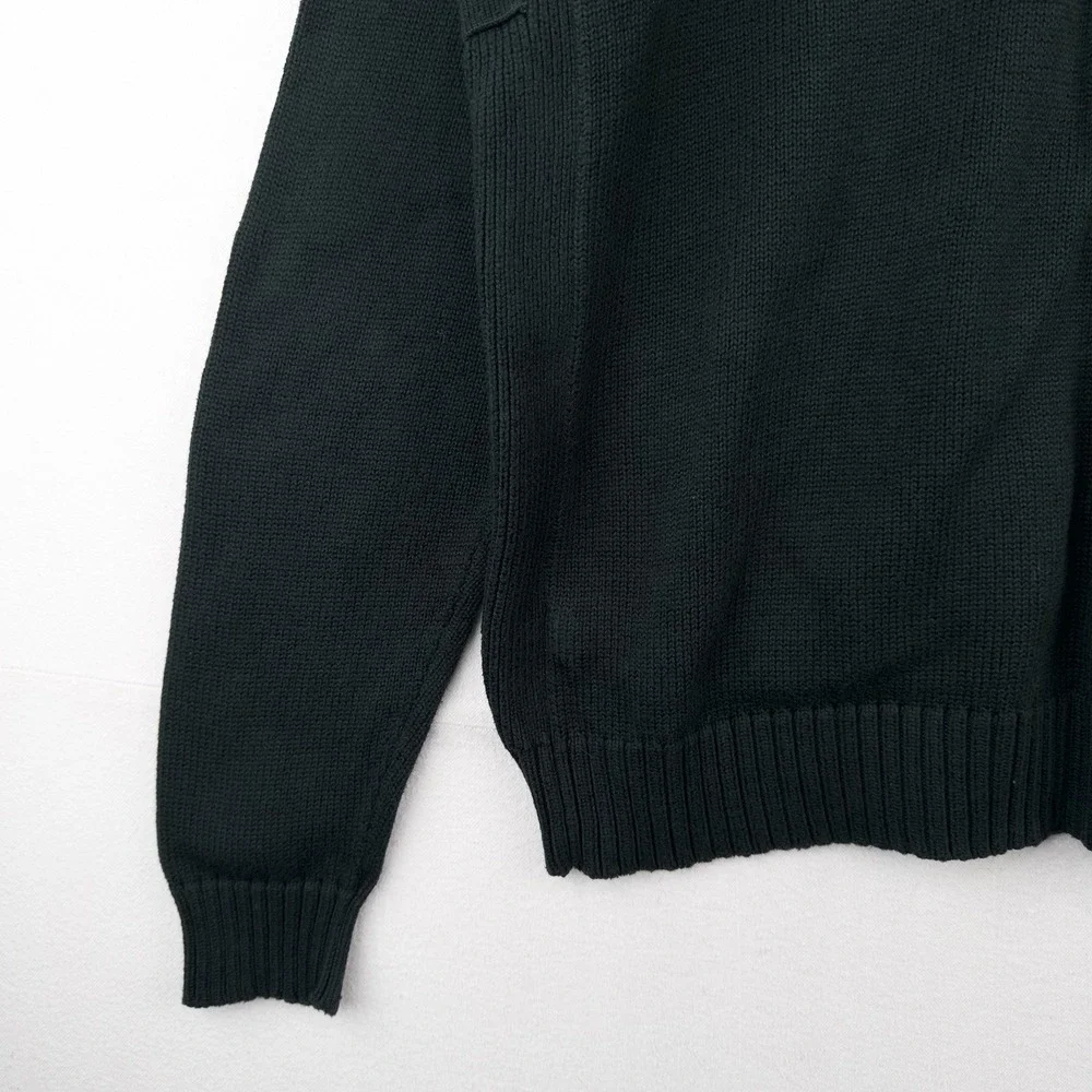 90's Vtg Polo Ralph Lauren Heavy Knit Zip Sweater Jacket Men's L Hunter Green